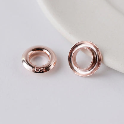 Rose gold 925 sterling silver grommet eyelet rivets, 8.3mm outer diameter
