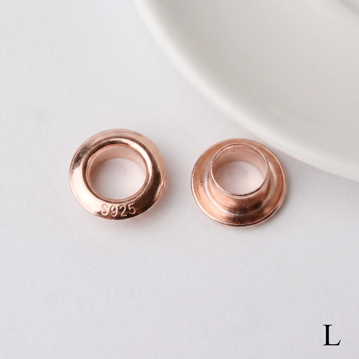 Rose gold 925 sterling silver grommet eyelet rivets, 8.7mm outer diameter