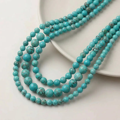 Round blue turquoise beads with smooth surface