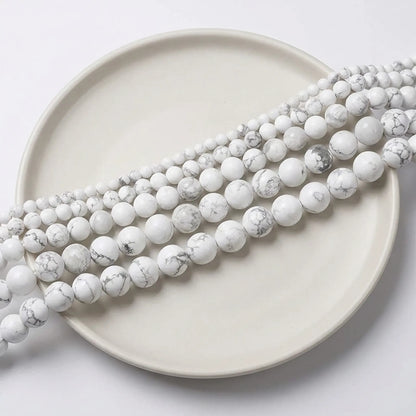 Round white howlite beads with smooth surface