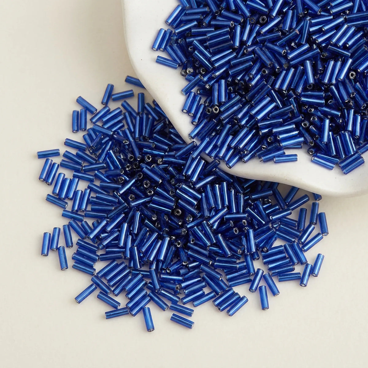 Royal blue 2x6mm long tube lined cylinder glass seed beads for jewelry making, 400pcs