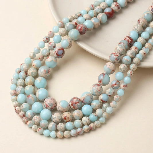 Natural Shoushan Jasper bead strands in mixed 4mm 6mm 8mm 10mm and 12mm sizes