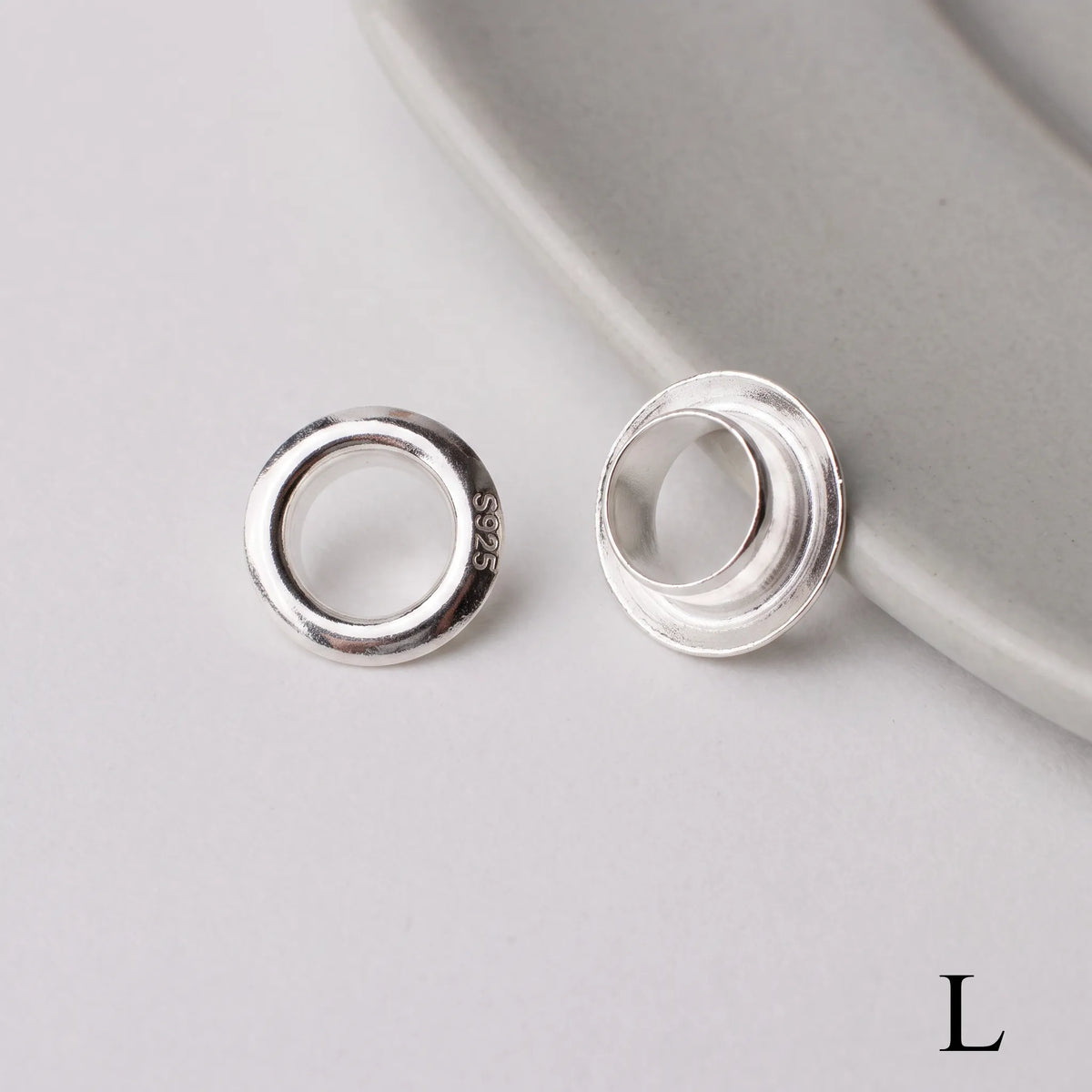 Silver 925 sterling silver grommet eyelet rivets, 8.7mm outer diameter