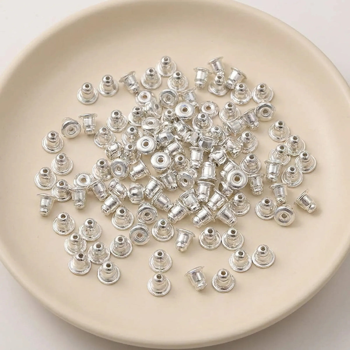 Silver copper earring backs stoppers 5x6mm 200pcs for stud earrings and jewelry findings