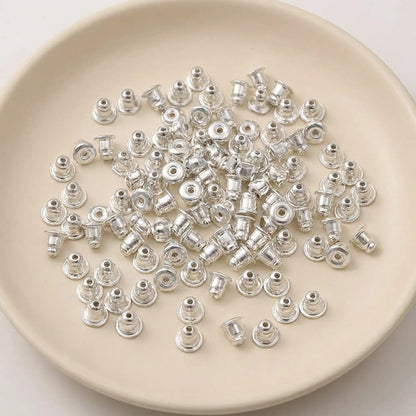 Silver copper earring backs stoppers 5x6mm 200pcs for stud earrings and jewelry findings