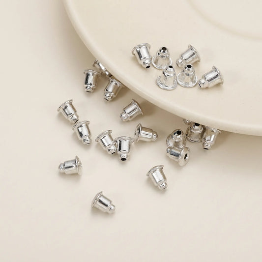 Silver copper earring backs stoppers 5x6mm close up for stud earrings 200pcs