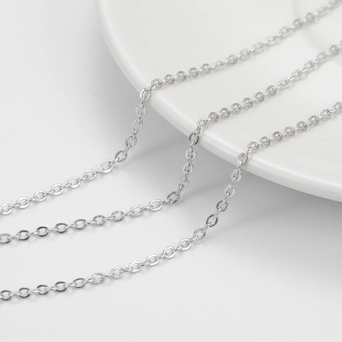 Silver oval link necklace chain for handmade jewelry