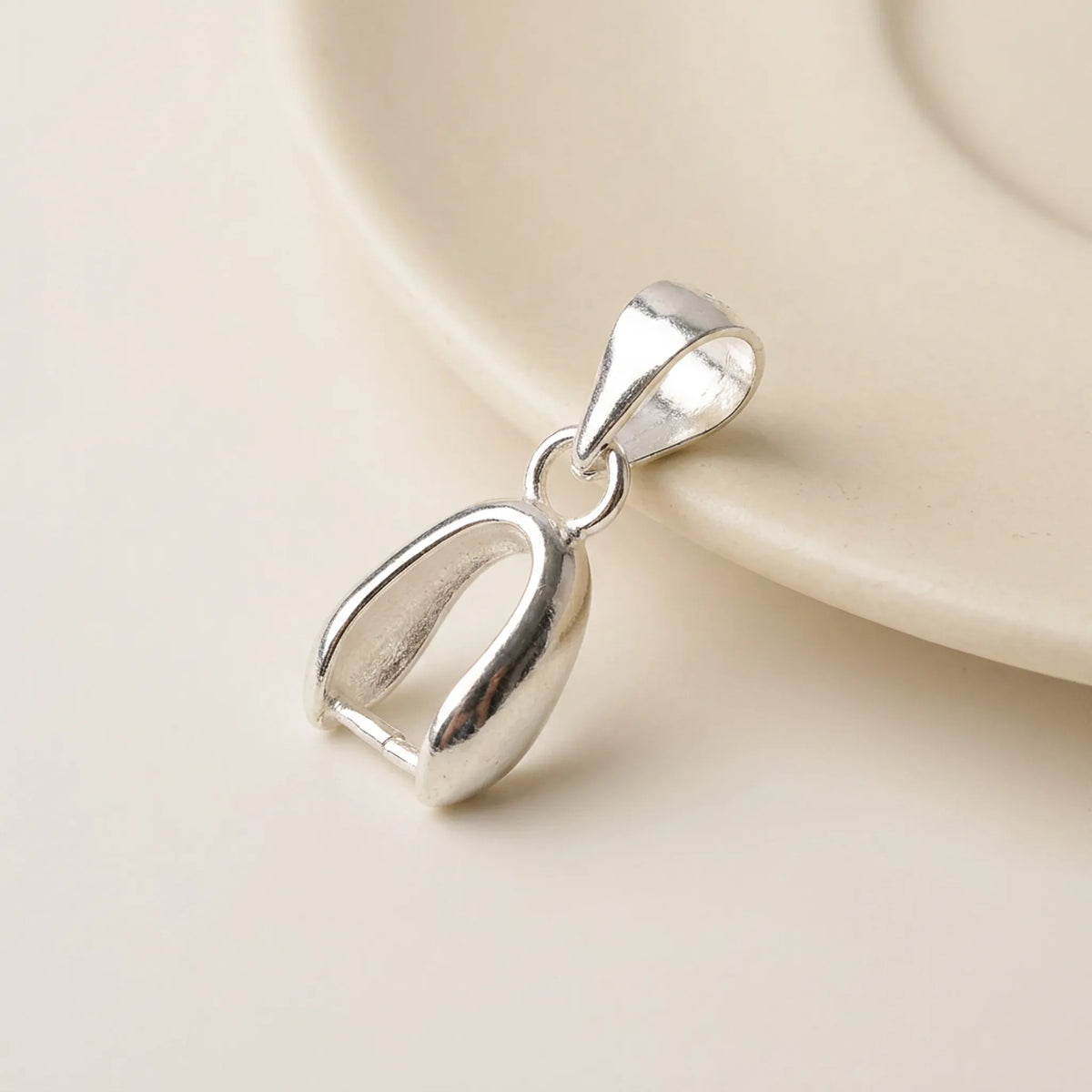 925 silver pinch bail for pendant making, side view