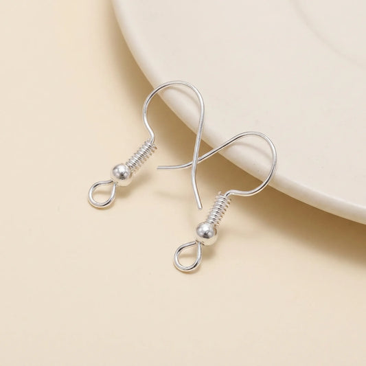 Silver 20x17mm spring end earring hooks for jewelry making