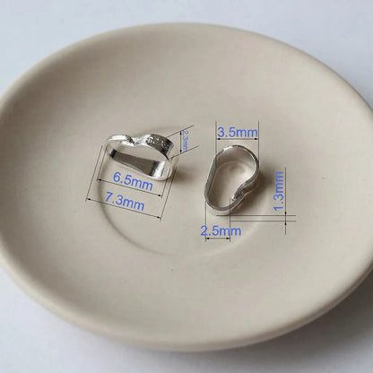 small 925 sterling silver snap-on bail dimensions with 6.5mm inner length