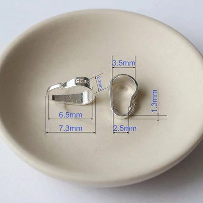 small 925 sterling silver pinch bail dimensions 7.3mm by 3.5mm