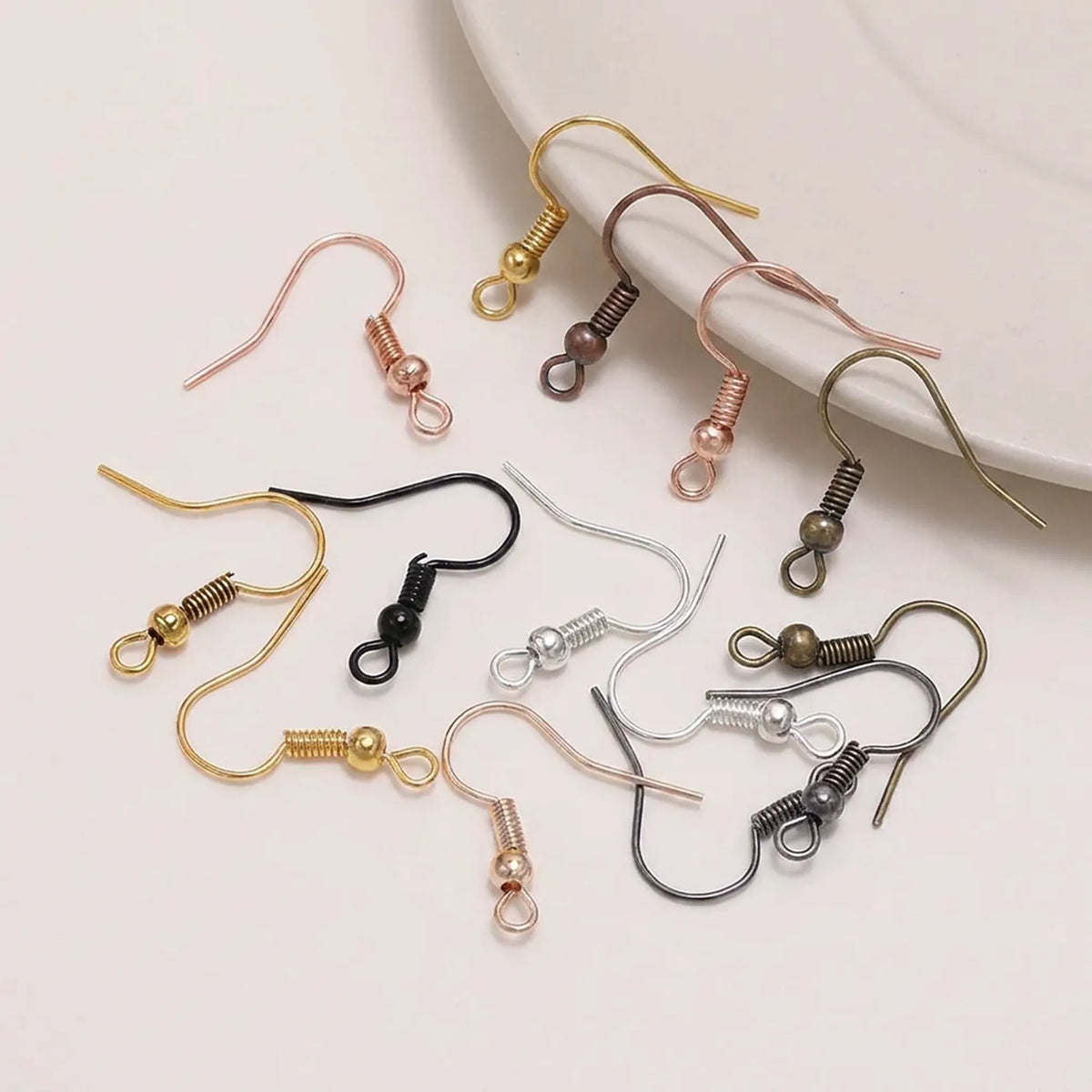 20x17mm spring end earring hooks for jewelry making 100 pieces in gold silver rhodium bronze gun black rose gold red copper and KC gold colors