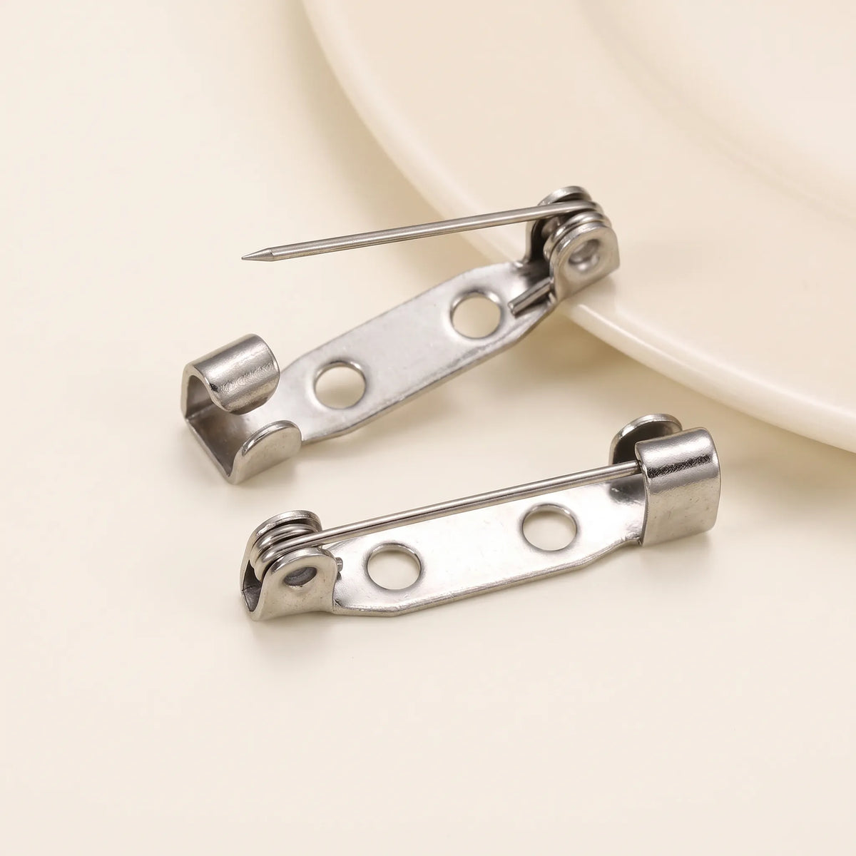 Stainless Steel Brooch Pin Backs – 14mm to 45mm, 20pcs