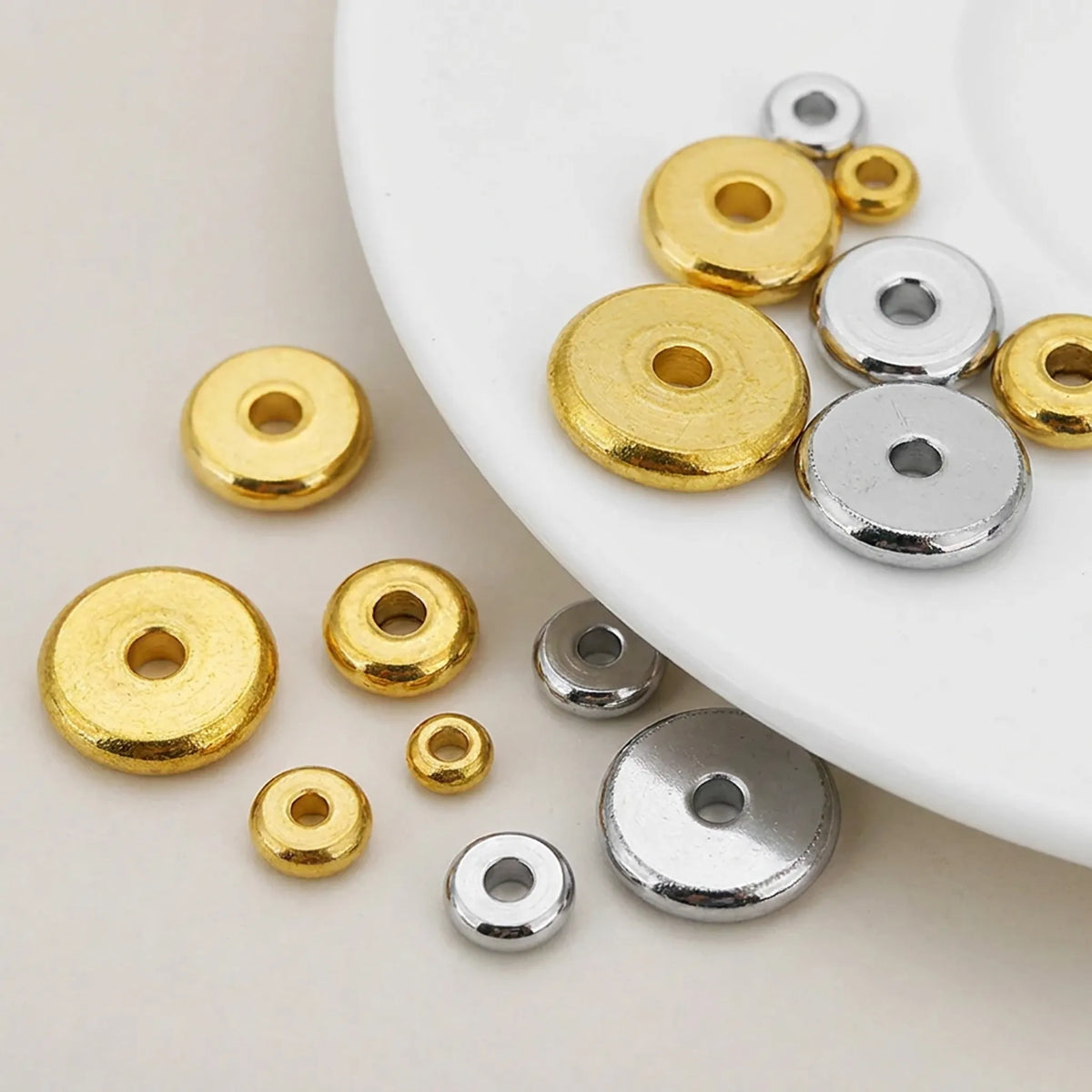 304 stainless steel flat round spacer beads for jewelry making