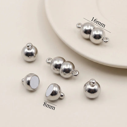 Round stainless steel magnetic clasp for jewelry making, 8 x 16 mm