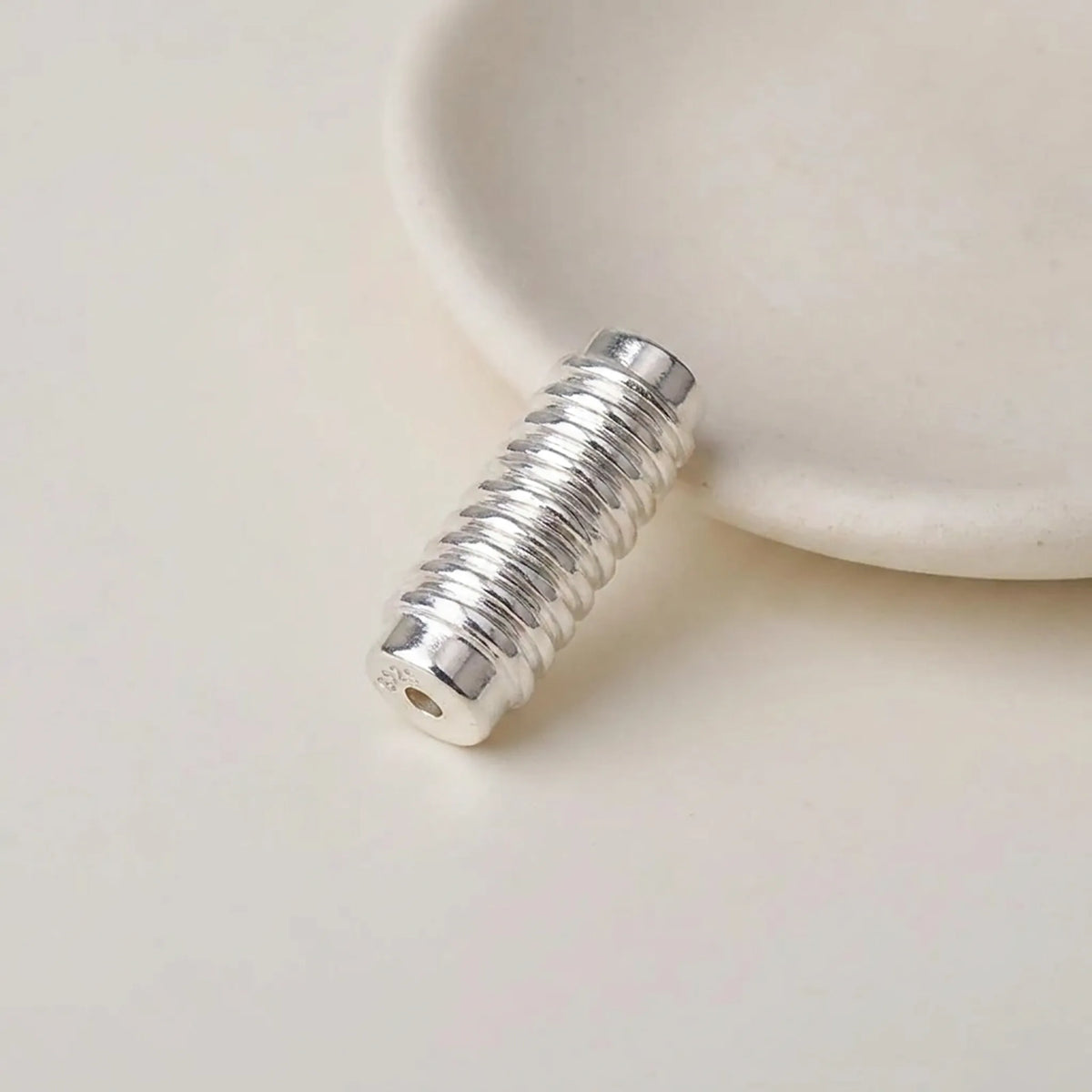 Sterling silver barrel clasp with 1mm end hole for necklace and bracelet making