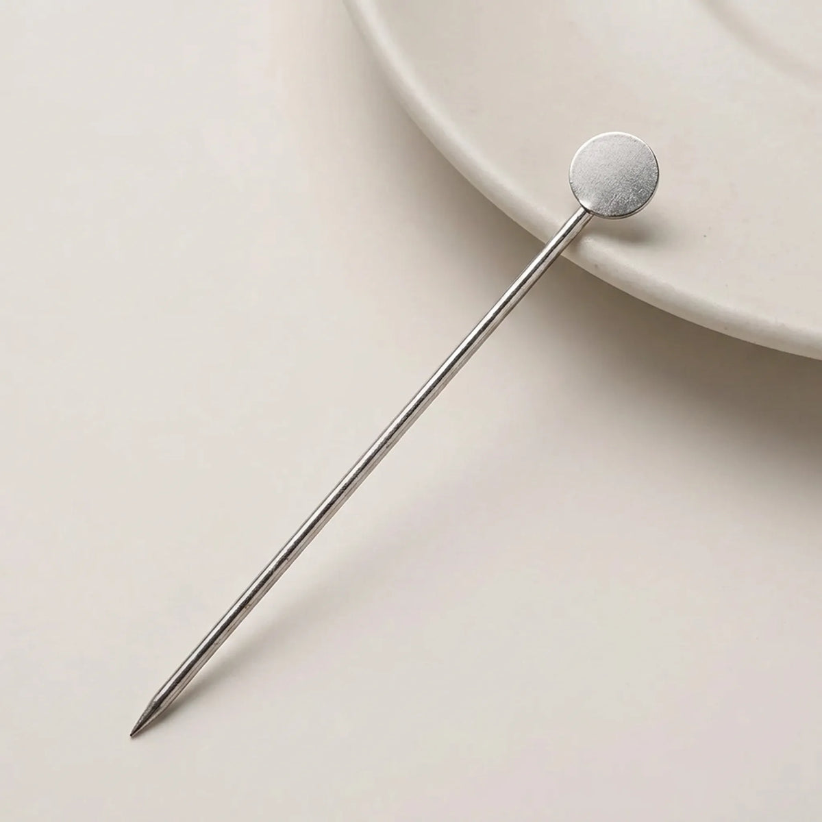 925 sterling silver long brooch pin with 6mm flat round attachment pad
