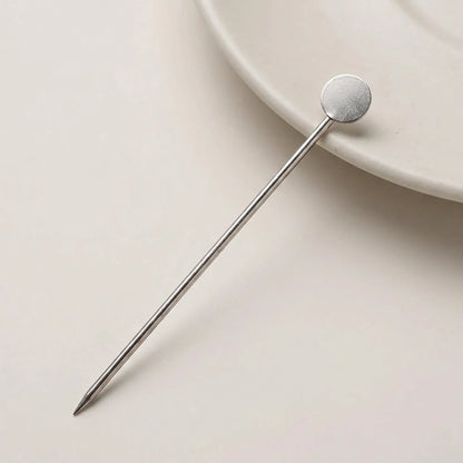 925 sterling silver long brooch pin with 6mm flat round attachment pad