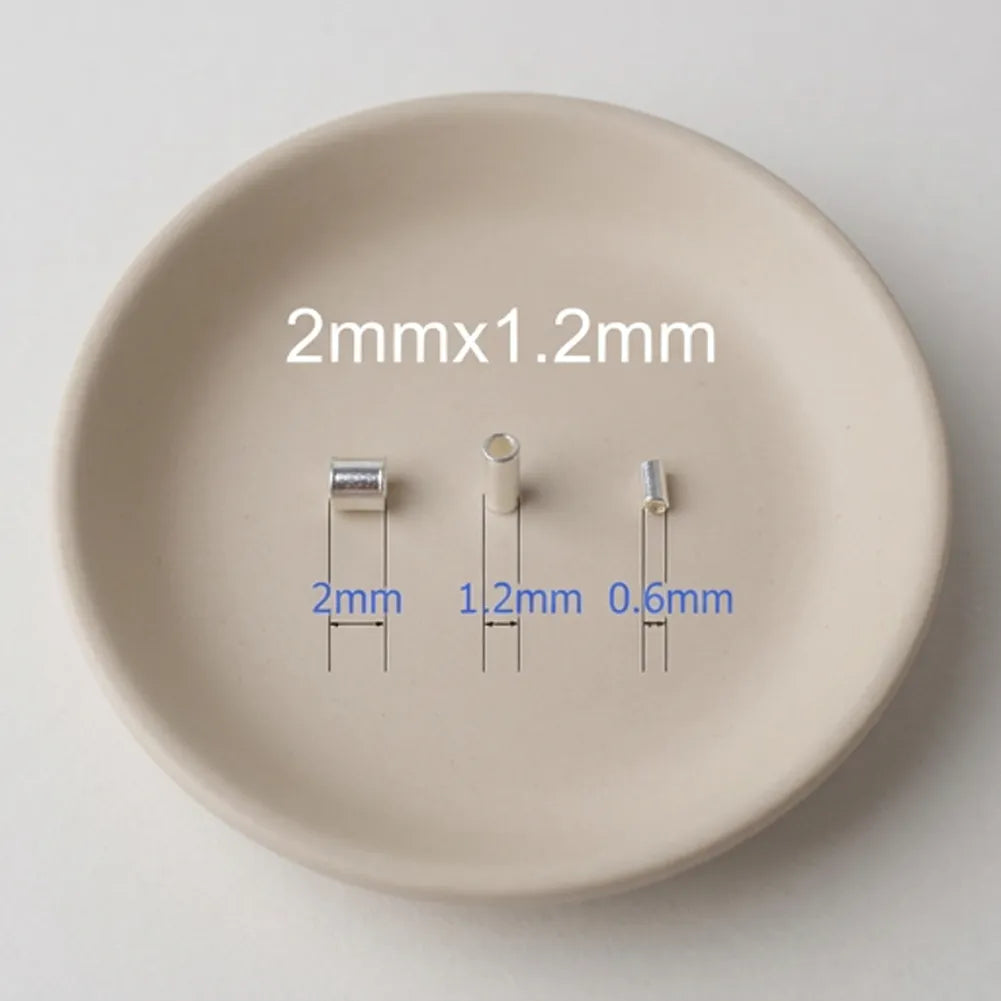 Sterling silver crimp bead 2x1.2mm with 0.6mm inner hole