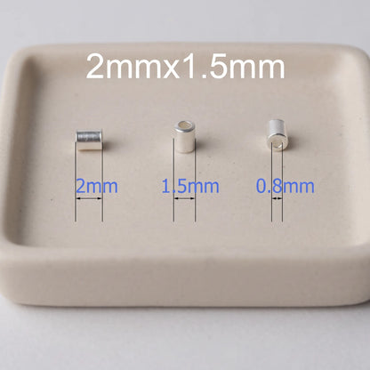 Sterling silver crimp bead 2x1.5mm with 0.8mm inner hole