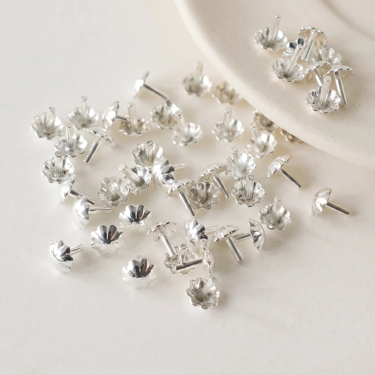925 sterling silver flower bead cap short head pins for jewelry making
