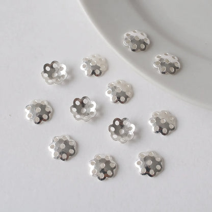 Multiple solid 925 sterling silver flower bead caps for jewelry making