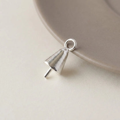 Sterling silver pearl cup pendant bail with pin and round attachment loop