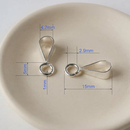Sterling silver pendant bail 15mm with 4.2mm opening and open ring dimensions