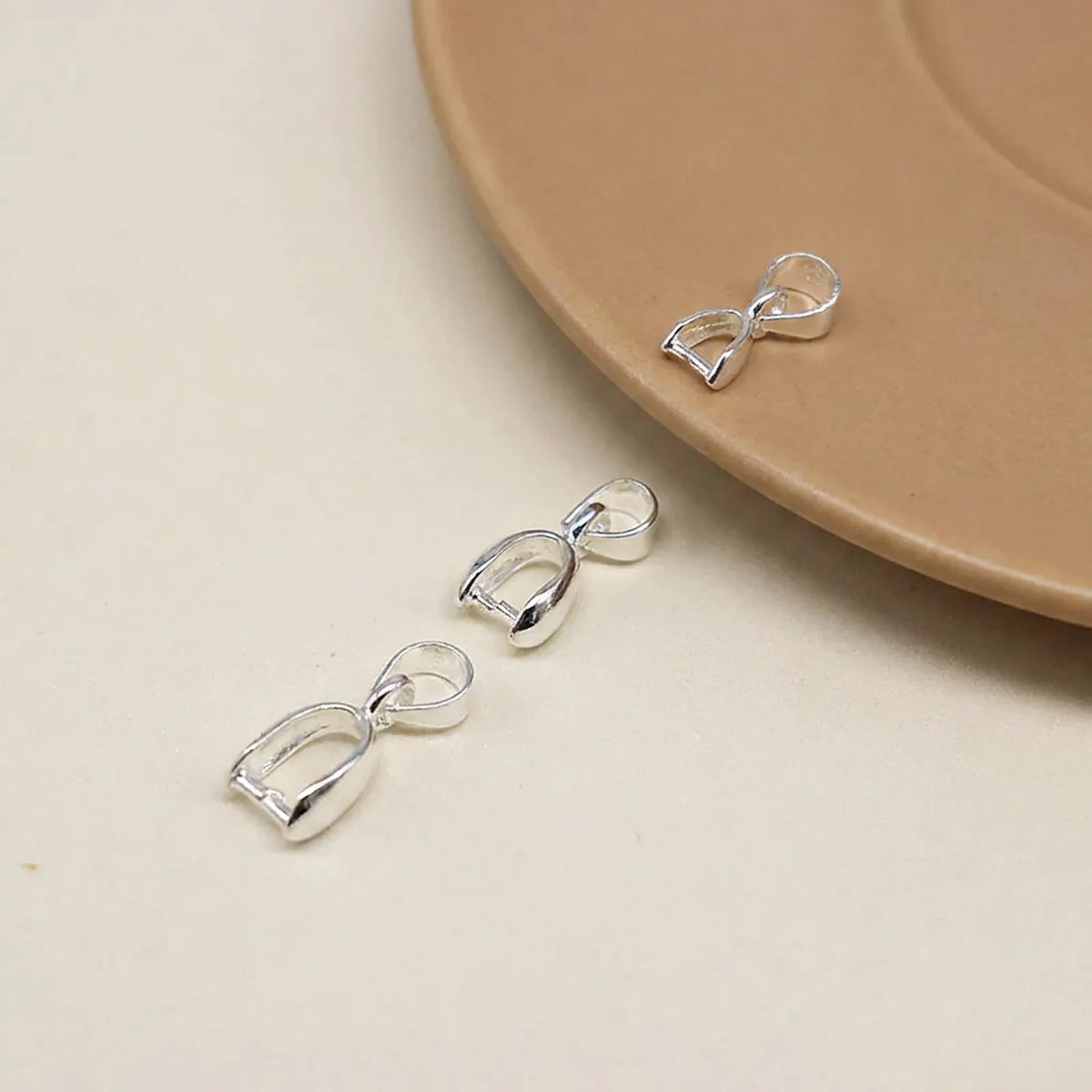 Sterling silver pendant pinch bails in three sizes for jewelry making