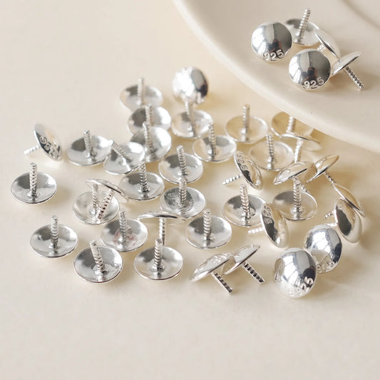 925 sterling silver round bead cap short head pins with S925 stamp