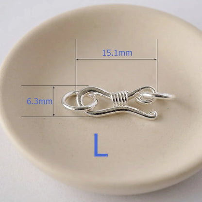 Large sterling silver S hook clasp measuring approximately 15.1 x 6.3 mm