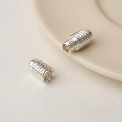 Sterling silver screw clasp open showing threaded two-piece closure
