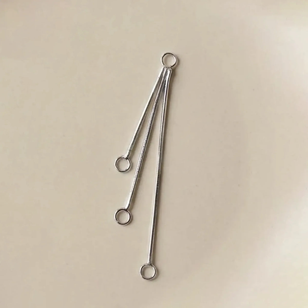 Sterling silver tassel earring connector with three fine graduated chains for jewelry making