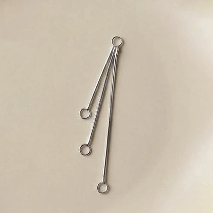 Sterling silver tassel earring connector with three fine graduated chains for jewelry making