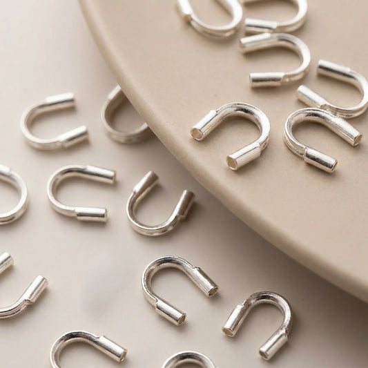 Sterling silver wire protectors with tubular ends for necklaces and bracelets