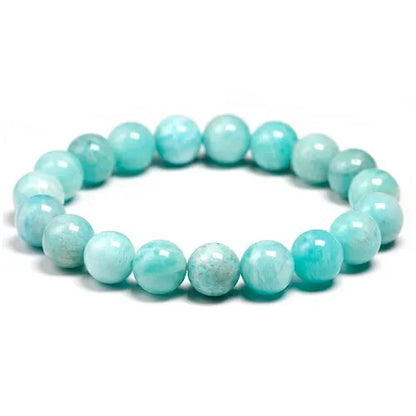 Bracelet extensible en pierre précieuse d'amazonite bleue, 4-12 mm 