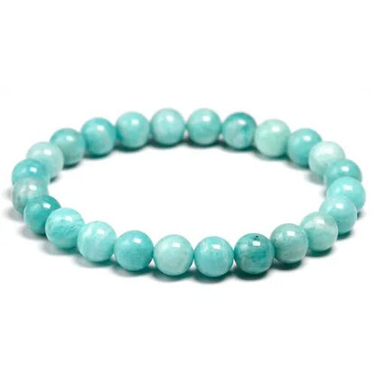 Bracelet extensible en pierre précieuse d'amazonite bleue, 4-12 mm 