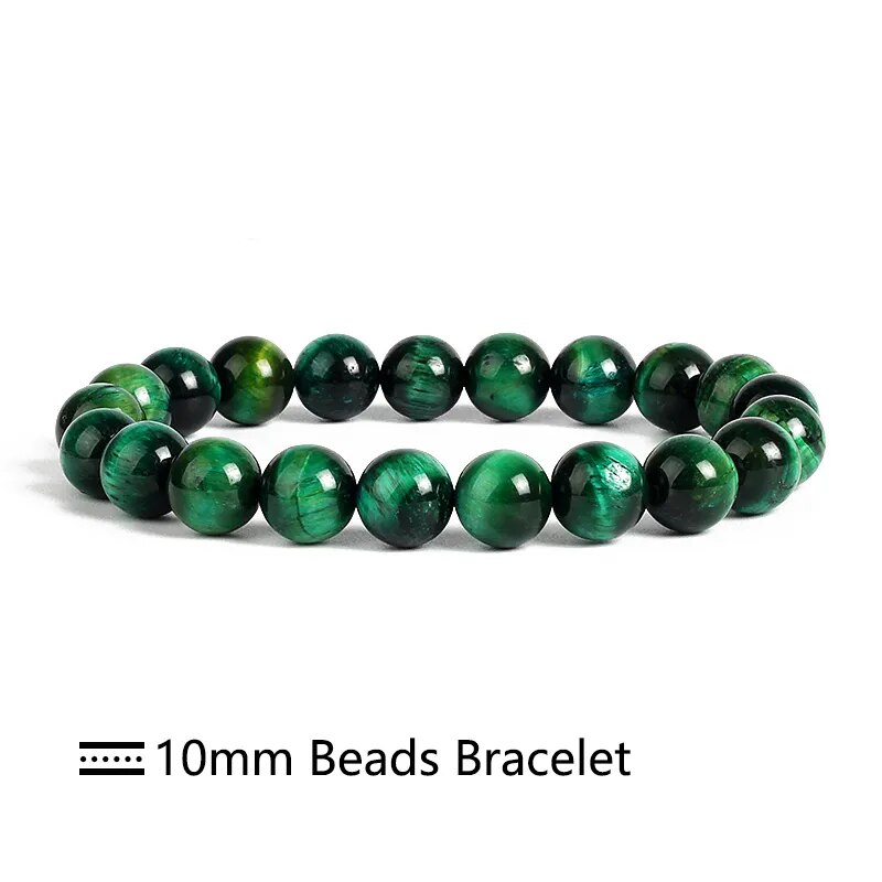 Bracelet extensible en œil de tigre vert, 6-12 mm