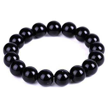 Black Agate (Onyx) Gemstone Stretch Bracelet , 4-12mm