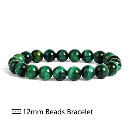 Bracelet extensible en œil de tigre vert, 6-12 mm