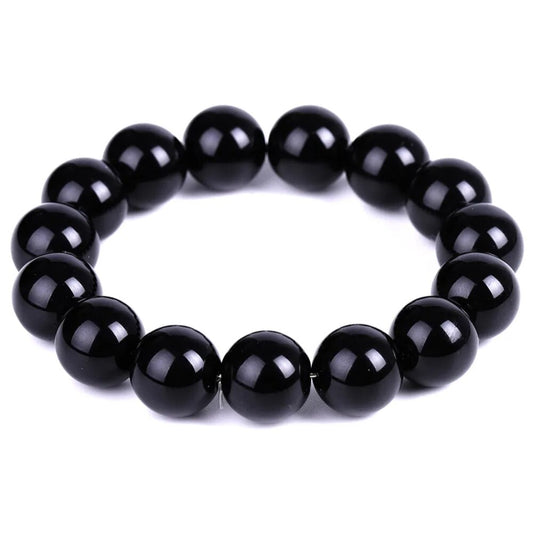 Black Agate (Onyx) Gemstone Stretch Bracelet , 4-12mm