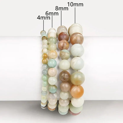 Bracelet extensible en pierre précieuse d'amazonite multicolore, 4-12 mm