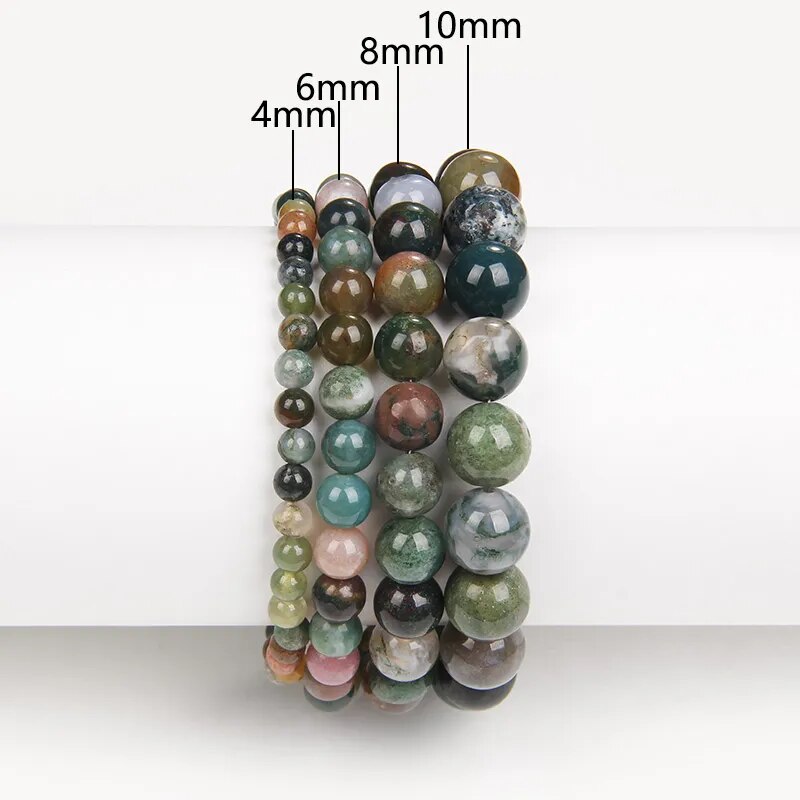 Bracelet extensible en agate indienne, 4-12 mm 