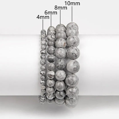 Bracelet extensible en pierres précieuses de jaspe paysage, 4-12 mm 