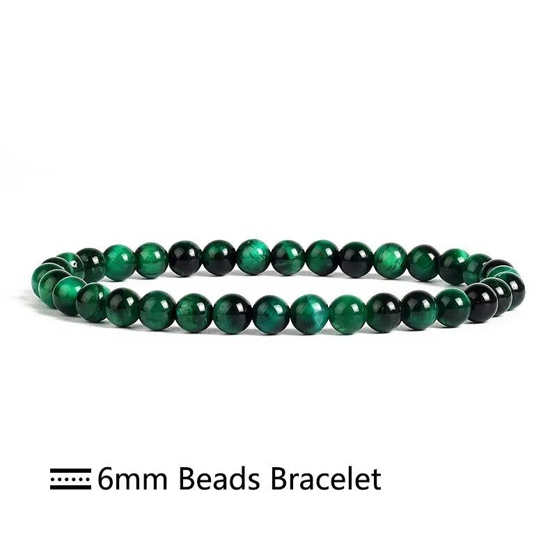 Bracelet extensible en œil de tigre vert, 6-12 mm