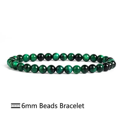 Bracelet extensible en œil de tigre vert, 6-12 mm