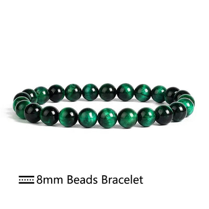 Bracelet extensible en œil de tigre vert, 6-12 mm
