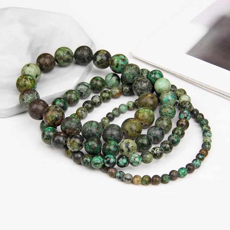 Stretch-Armband mit afrikanischen Türkis-Edelsteinen, 4–12 mm