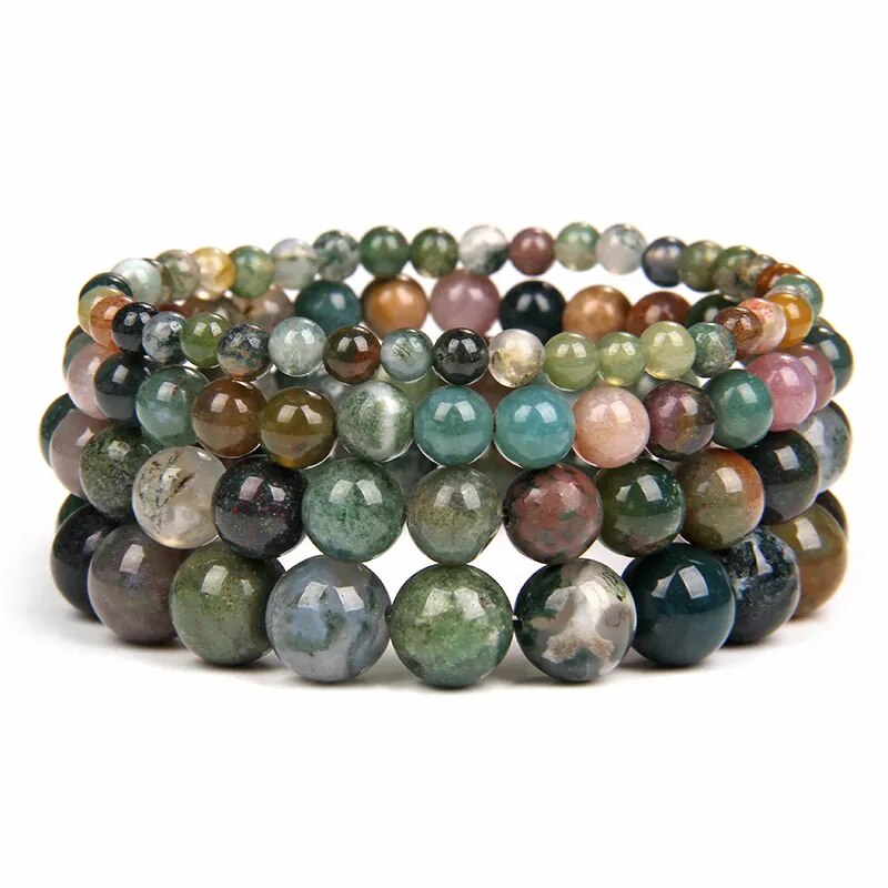 Bracelet extensible en agate indienne, 4-12 mm 