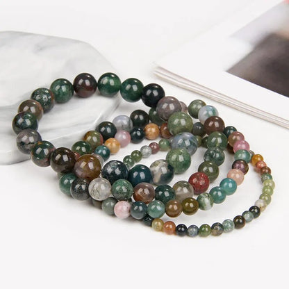 Bracelet extensible en agate indienne, 4-12 mm 
